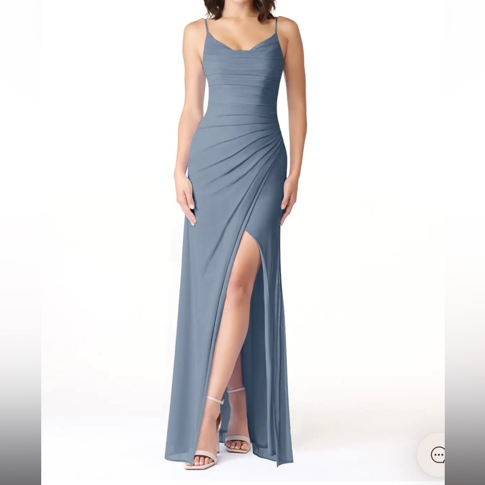 Azazie Strapless Slate Blue Dress